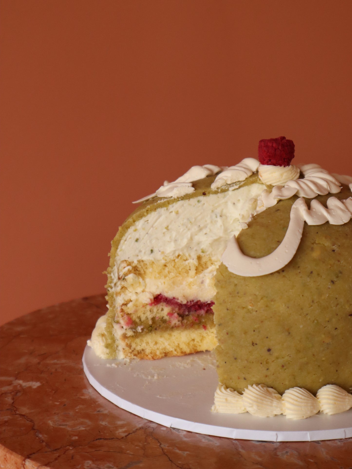 Pistachio Raspberry Princess Cake